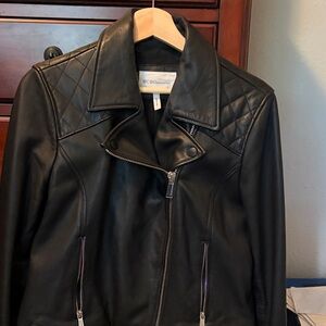 BCBGeneration Quilted Black Leather Jacket